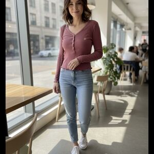 HI&BYE Pink Long Sleeve Top